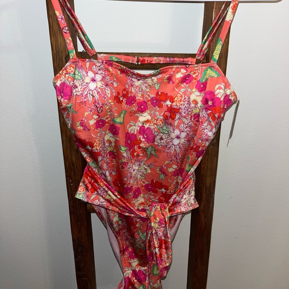 Victoria's Secret Pink Floral tie front One Piece NWT size medium
